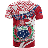 Custom Samoa T Shirt Samoan Coat Of Arms With Coconut Red Style - Wonder Print Shop