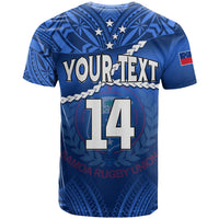 Custom Samoa Rugby T Shirt Manu Samoa Polynesian Hibiscus Blue Style - Wonder Print Shop