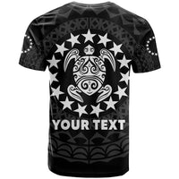 Custom Islands T Shirt Circle Pattern Mix Sea Turtle Black Version - Wonder Print Shop