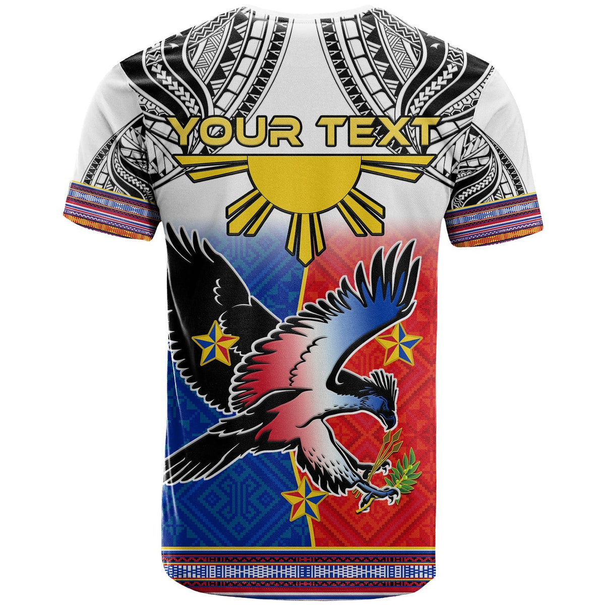 Custom Philippines T Shirt Polynesian Filipino Pattern With Eagle - Wonder Print Shop