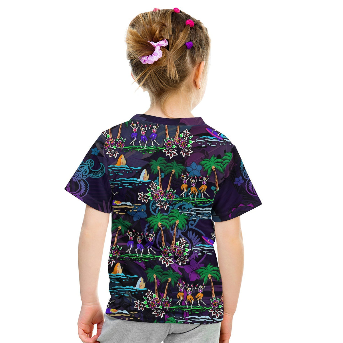 Hawaii Skeleton Dancing T Shirt Halloween Hawaiian Turtle LT13 - Wonder Print Shop