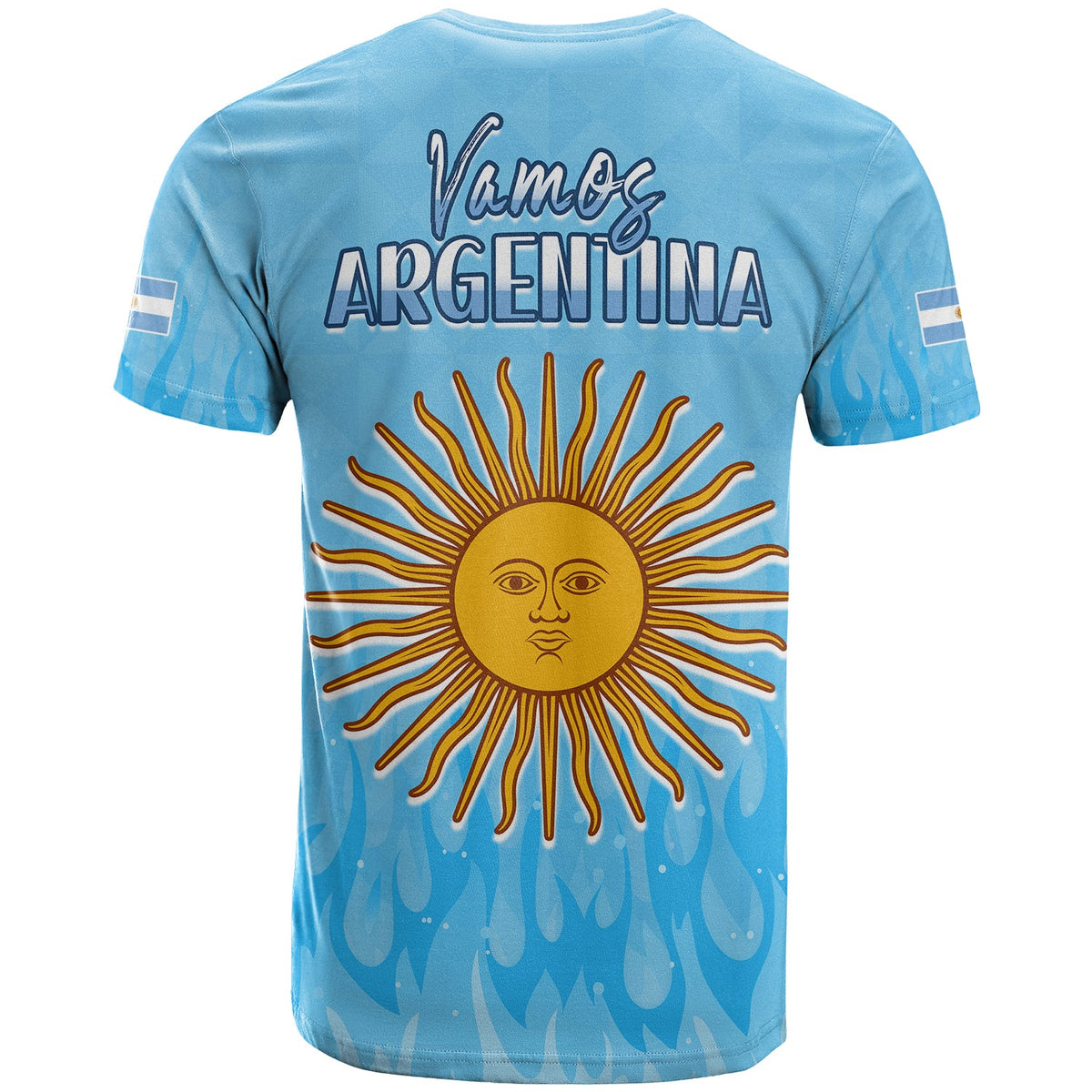 Argentina Football T Shirt Vamos Sky Champions World Cup Fire LT13 - Wonder Print Shop