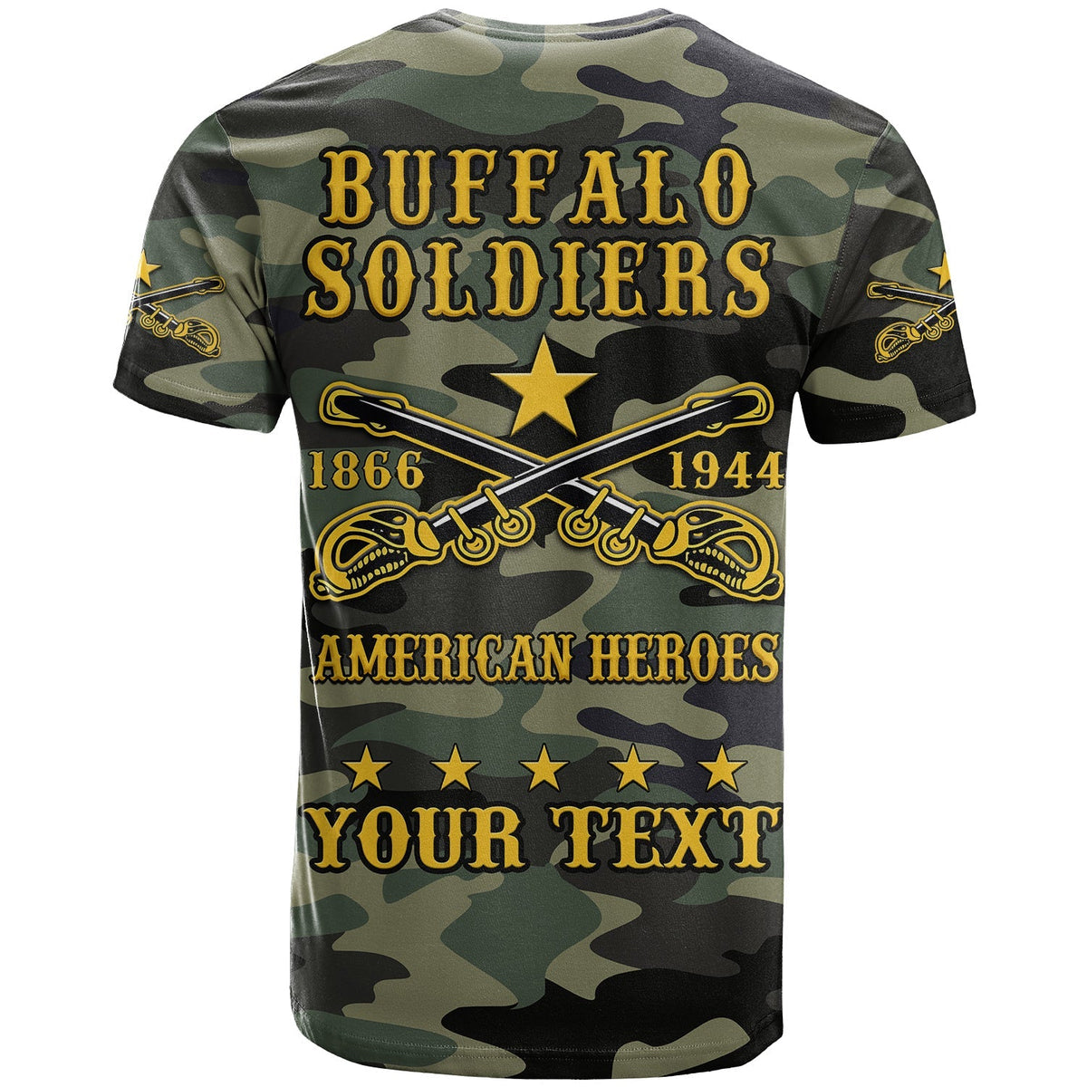 (Custom Text and Chapter) Buffalo Soldiers T Shirt Camouflage American Heroes BSMC LT13 - Wonder Print Shop
