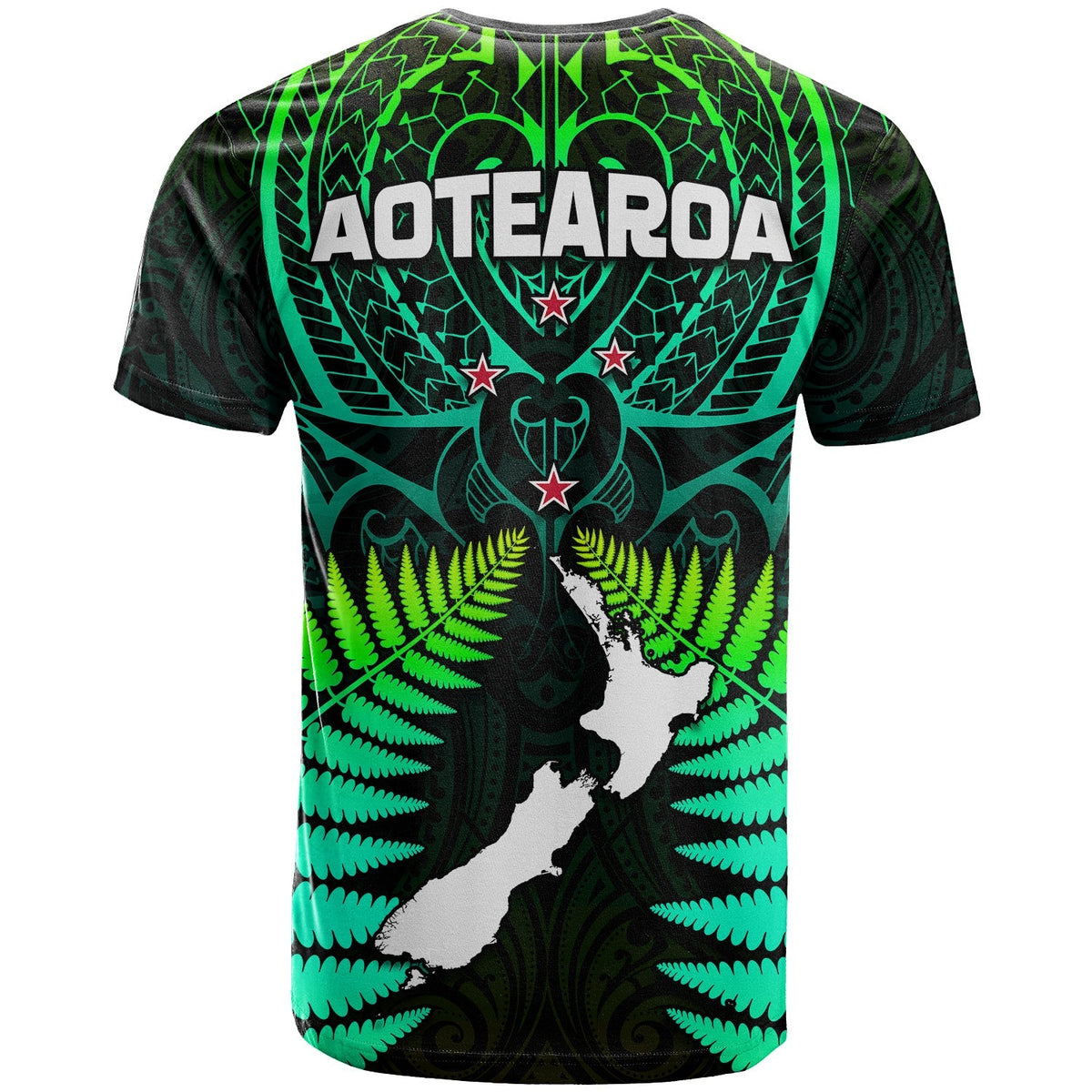 Aotearoa Fern T Shirt New Zealand Hei Tiki Green Style LT13 - Wonder Print Shop