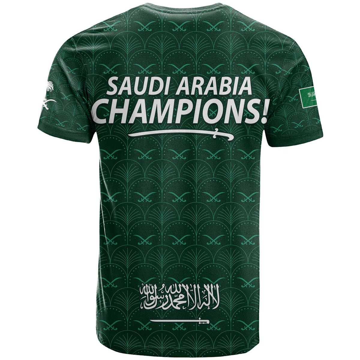 Saudi Arabia FootbT Shirt Saudi Green Falcon Champions 2022 World Cup LT13 - Wonder Print Shop