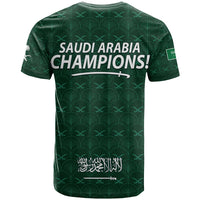 Saudi Arabia FootbT Shirt Saudi Green Falcon Champions 2022 World Cup LT13 - Wonder Print Shop