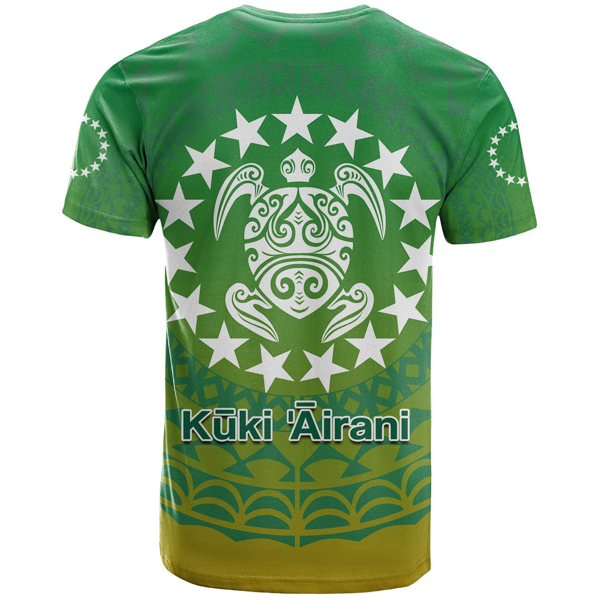 Cook Islands T Shirt Circle Pattern Mix Sea Turtle Green Version - Wonder Print Shop