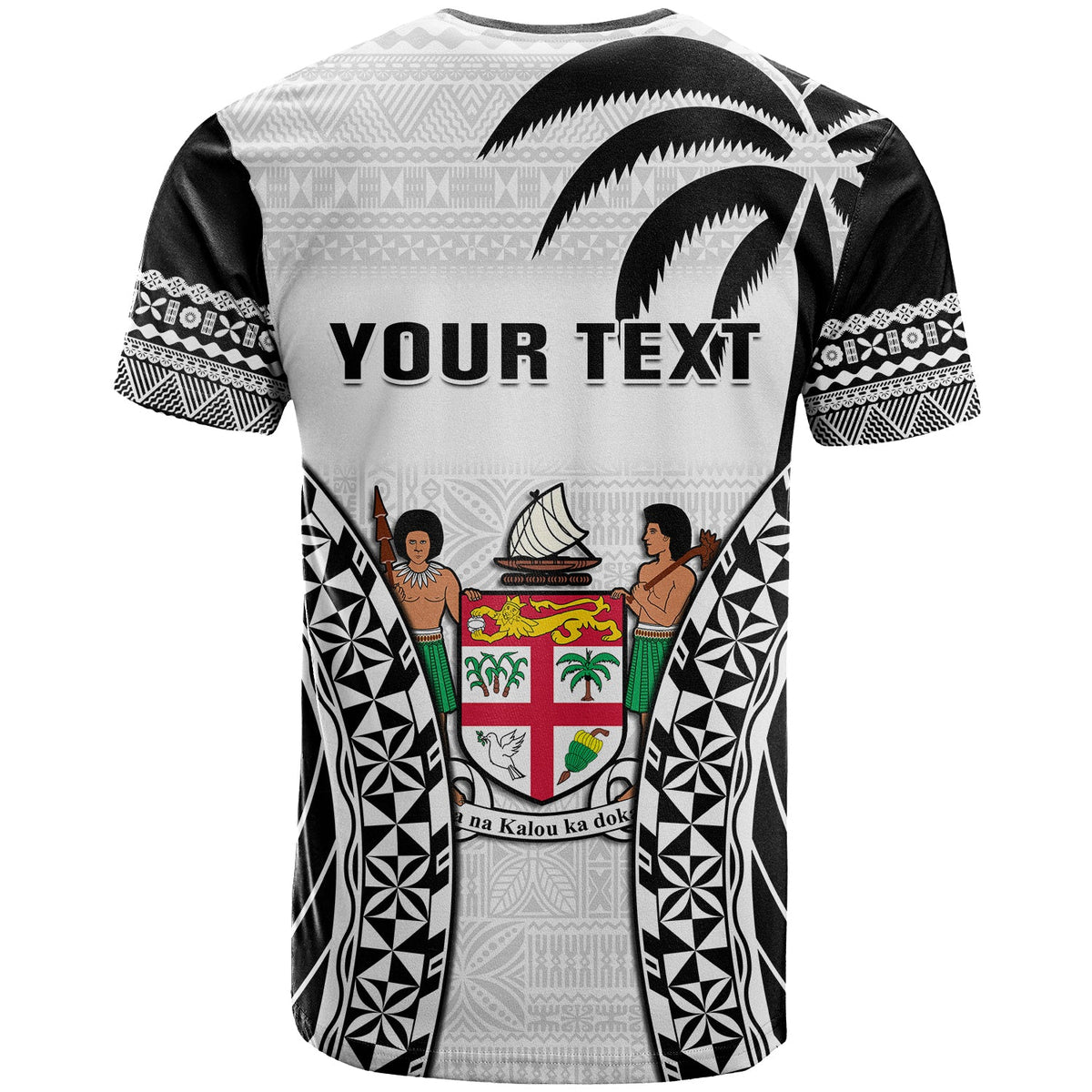 Custom Fiji University T Shirt National Fijian Tapa Pattern White - Wonder Print Shop