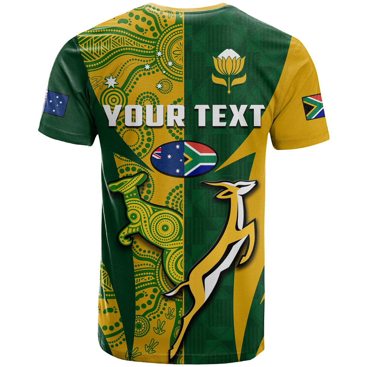 Custom Australia Rugby and South Africa Rugby T Shirt Wallabies Mix Springboks Sporty - Wonder Print Shop