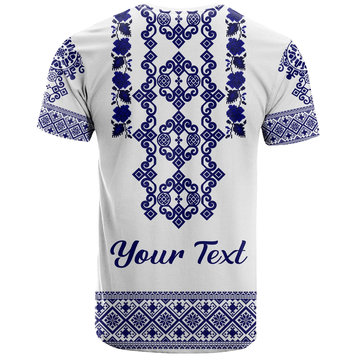 Custom Ukraine T Shirt Navy Ukrainian Folk - Wonder Print Shop