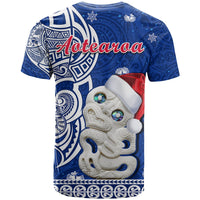 Custom New Zealand Christmas T Shirt Hei Tiki Blue Pohutukawa Meri Kirihimete - Wonder Print Shop