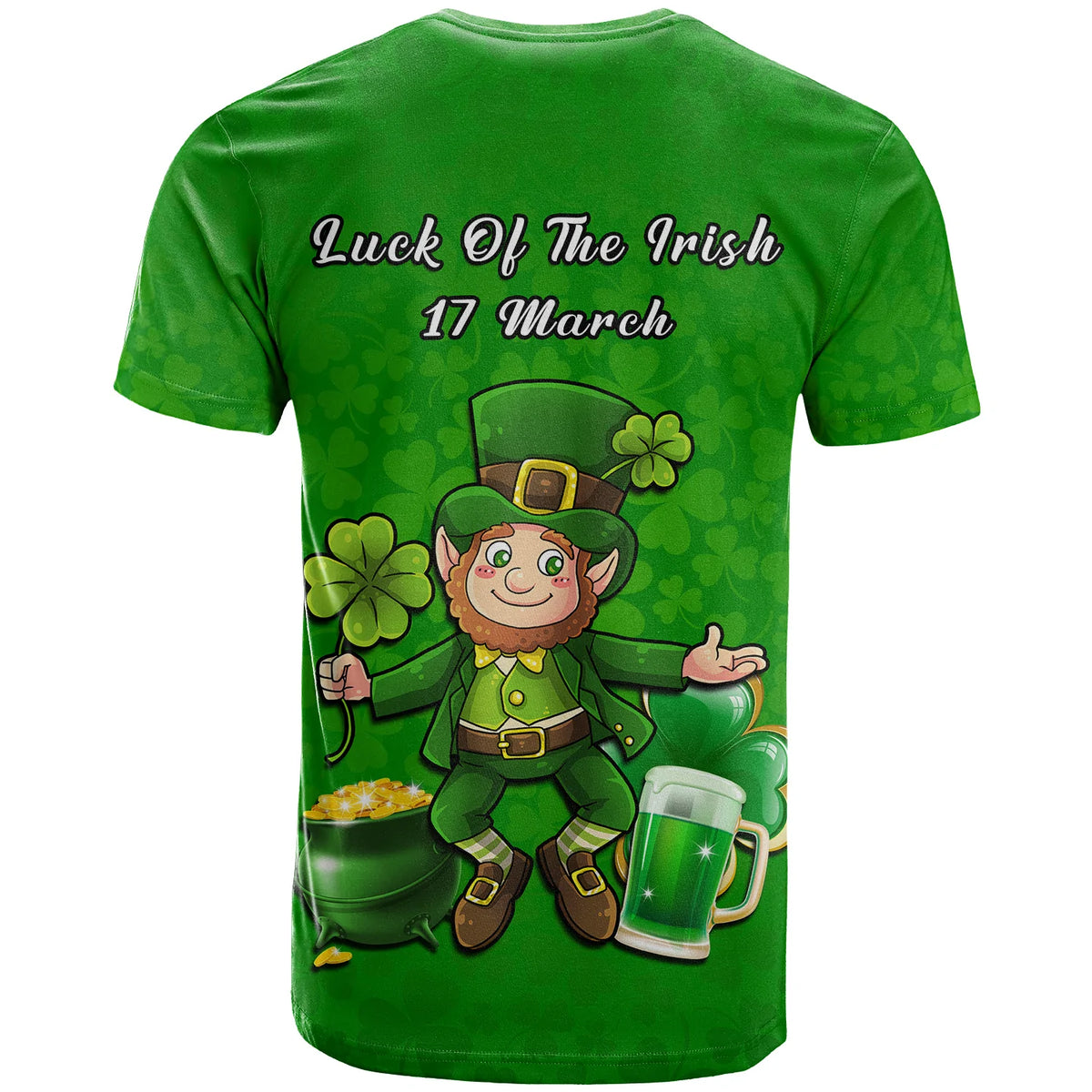 Ireland T Shirt Saint Patricks Day Happy Leprechaun And Shamrock - Wonder Print Shop