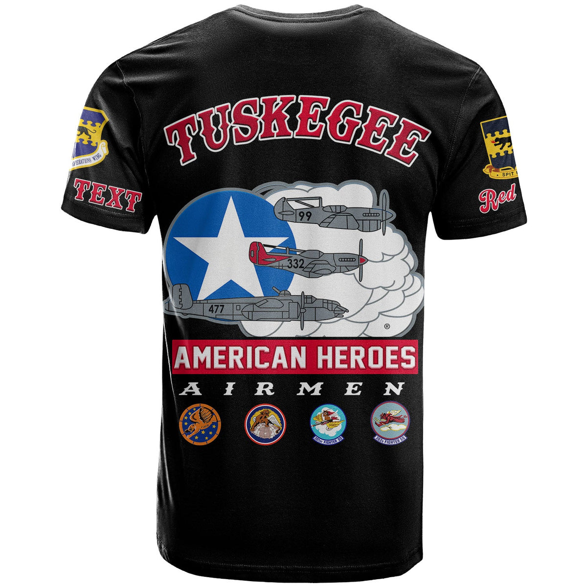 Custom Tuskegee Airmen T Shirt Red Tail Angels American Heros - Wonder Print Shop