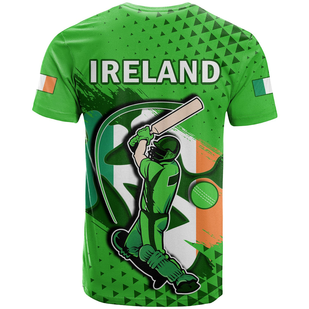 Ireland Cricket T Shirt Irish Flag Shamrock Sporty Style - Wonder Print Shop