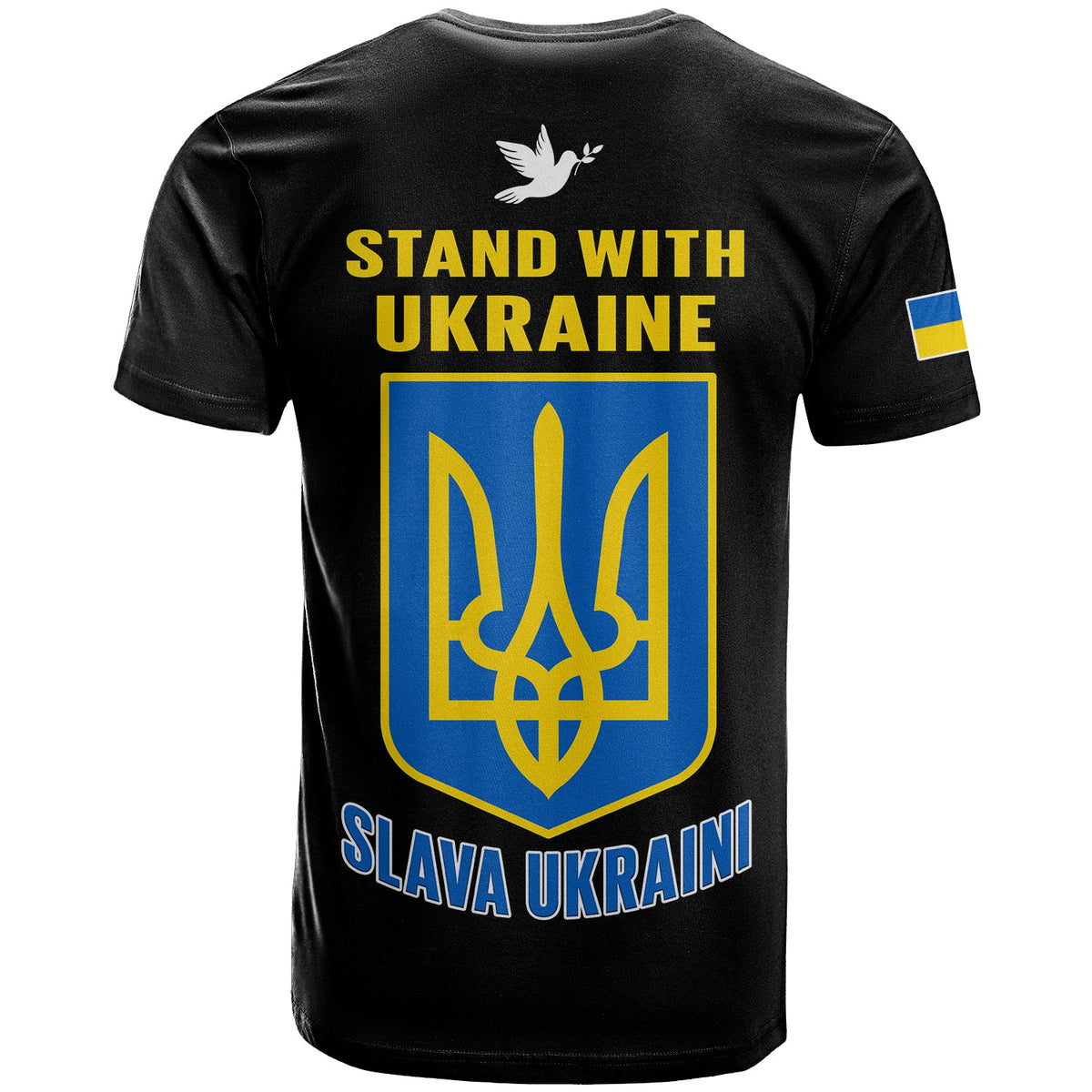 Ukraine T Shirt Ukraine Gold Trident Slava Ukraini Black - Wonder Print Shop