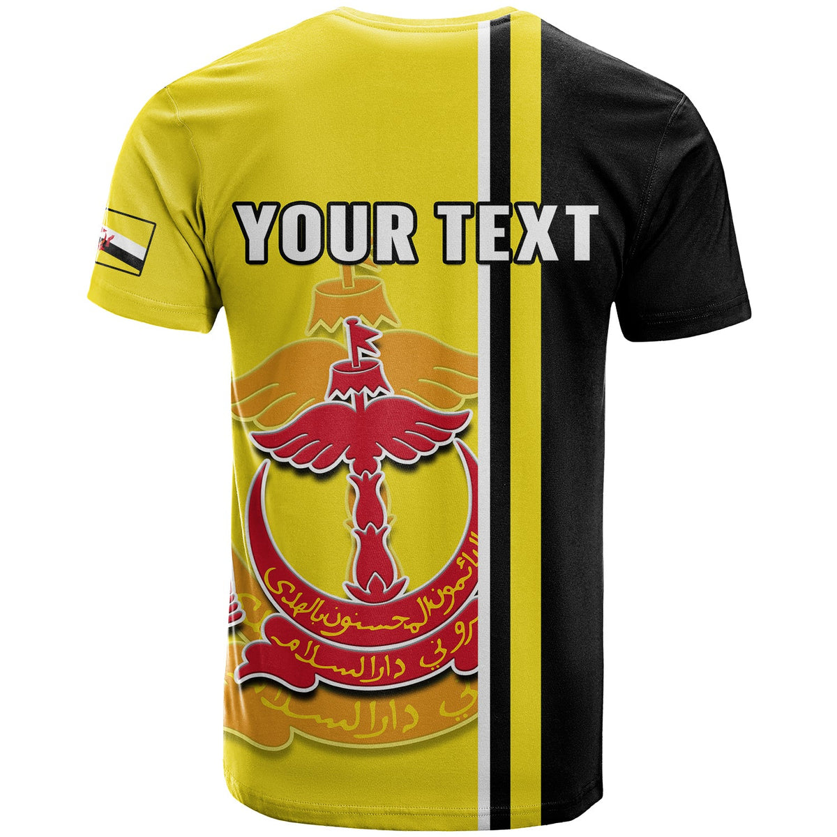 Custom Brunei T Shirt Happy Independence Day With Coat Of Arms - Wonder Print Shop