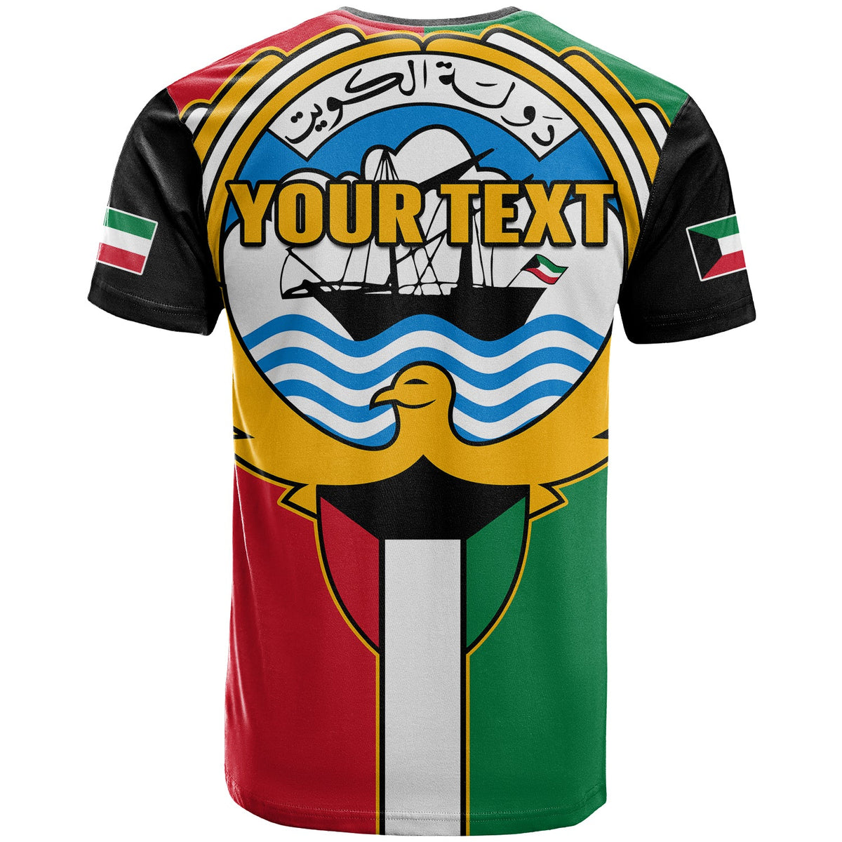 Custom Kuwait T Shirt Happy Independence Day With Coat Of Arms - Wonder Print Shop