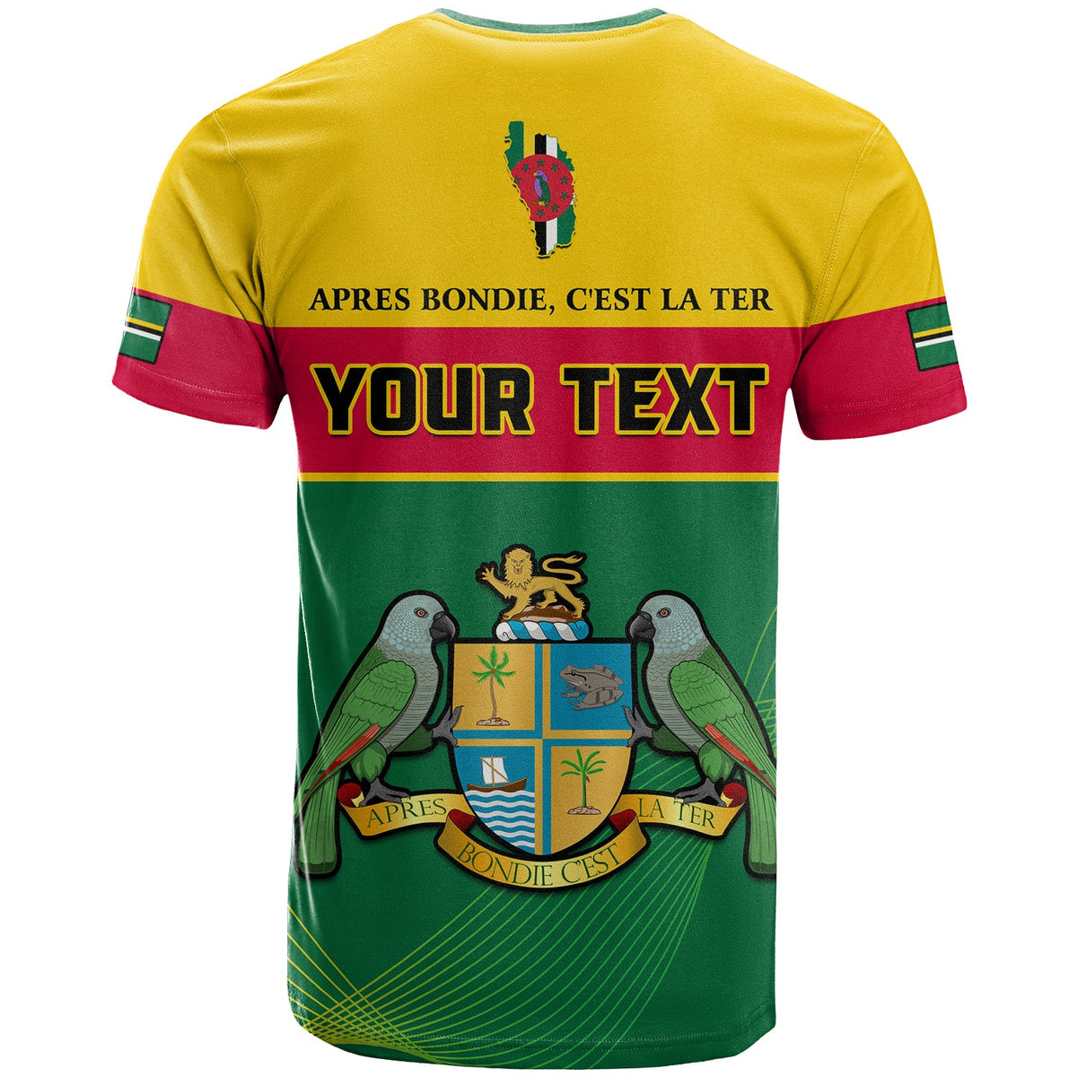 Custom Dominica T Shirt Dominican Coat Of Arms With Map - Wonder Print Shop