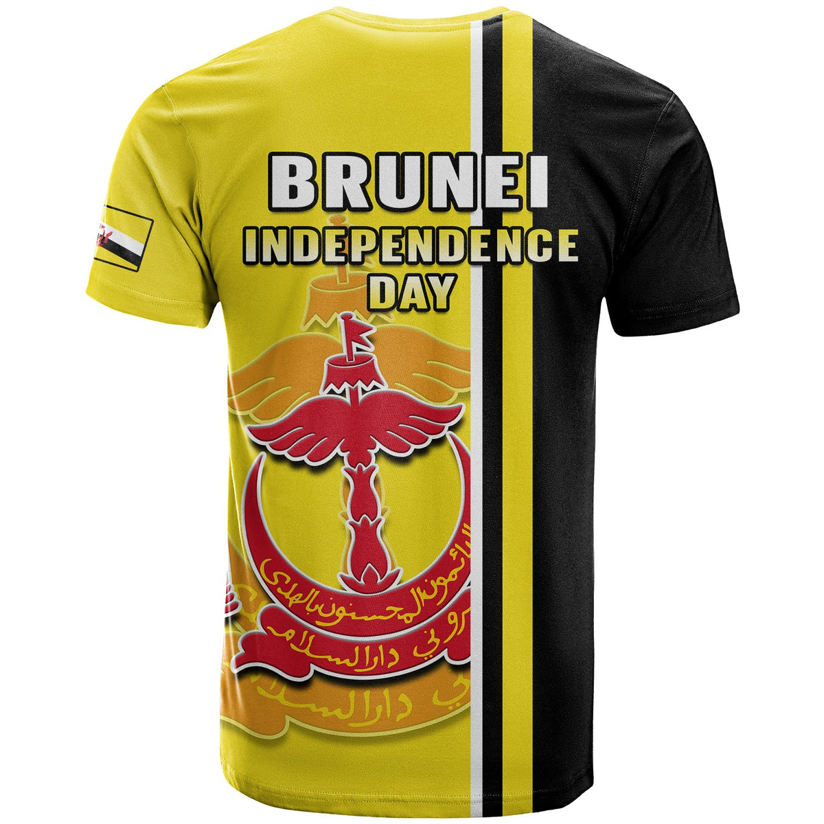 Brunei T Shirt Happy Independence Day With Coat Of Arms - Wonder Print Shop