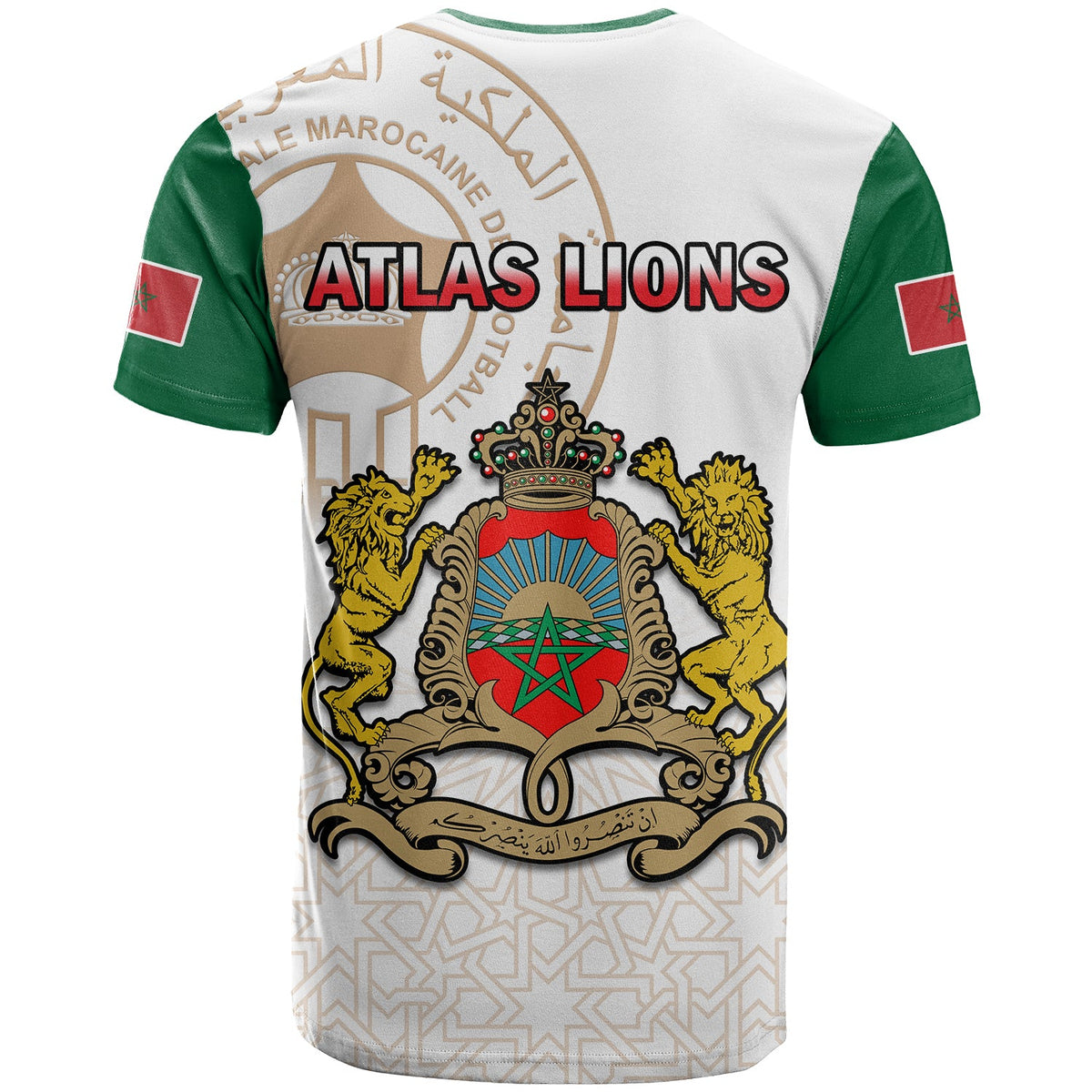 Morocco Football T Shirt Atlas Lions White World Cup 2022 - Wonder Print Shop