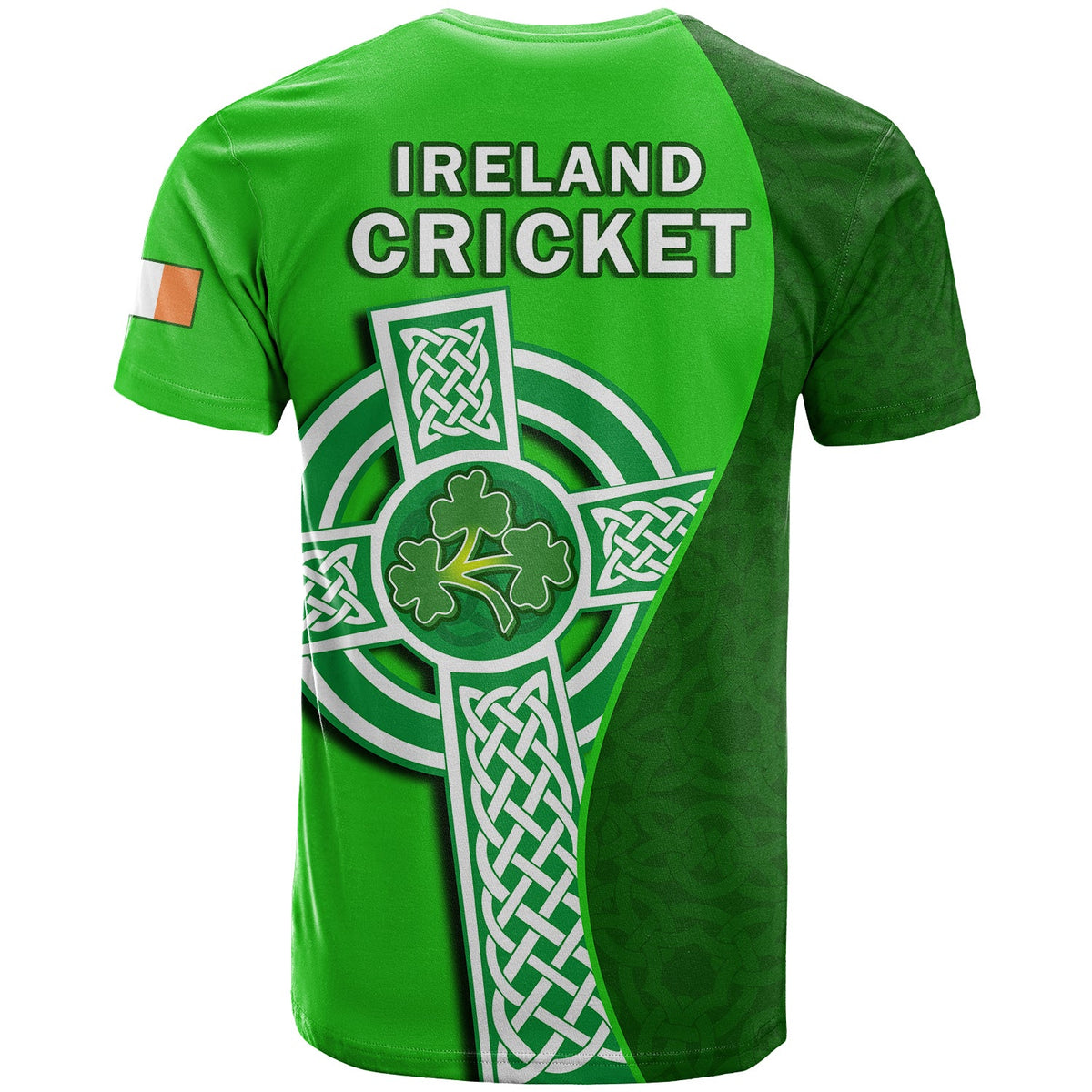 Ireland Cricket T Shirt Irish Flag Celtic Cross Sporty Style - Wonder Print Shop