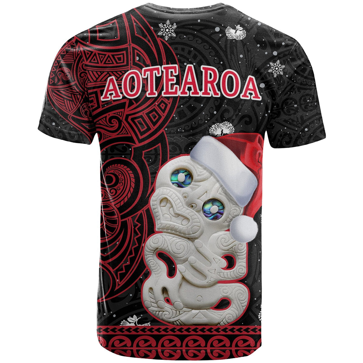 New Zealand Christmas T Shirt Hei Tiki Red Pohutukawa Meri Kirihimete - Wonder Print Shop