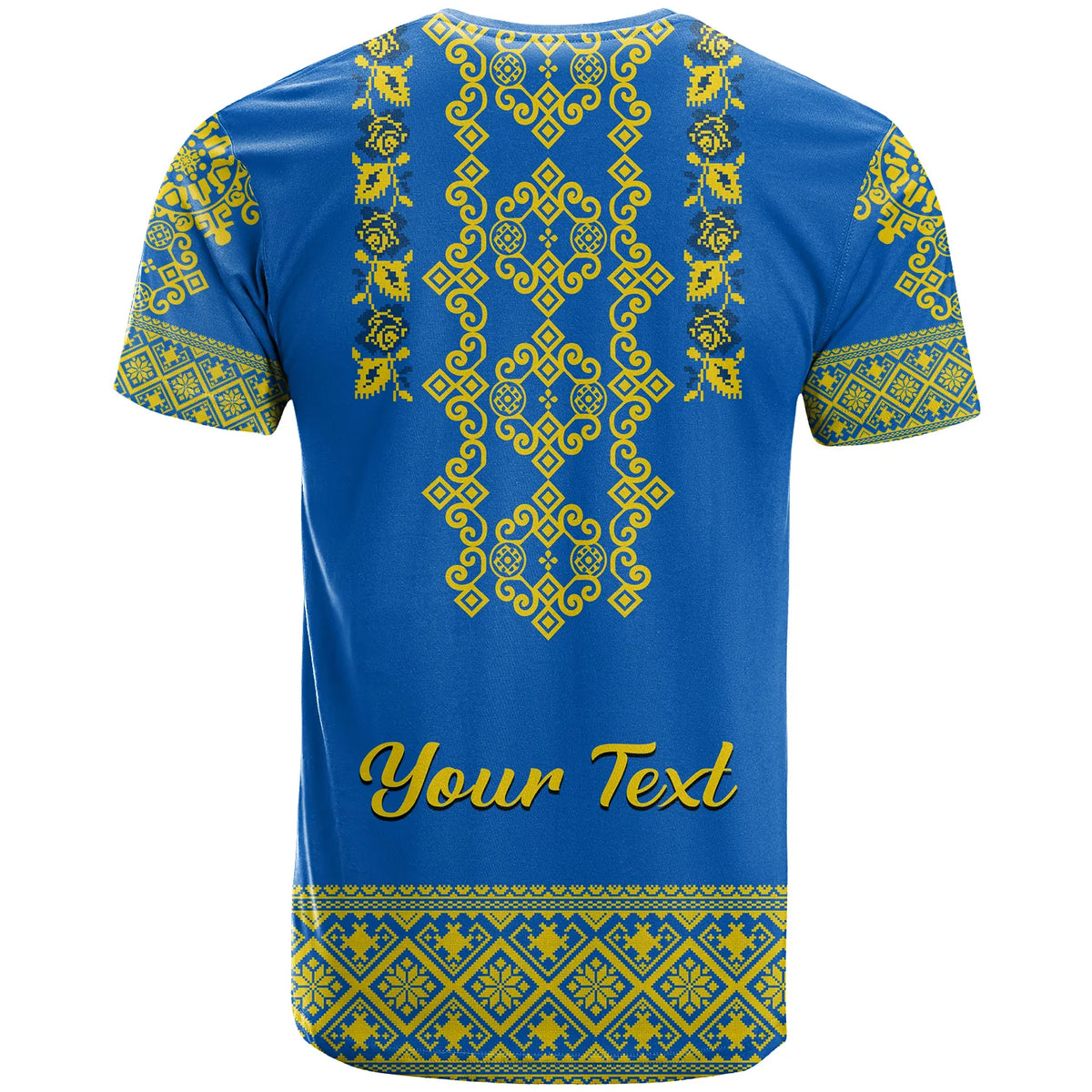 Custom Ukraine T Shirt Yellow Ukrainian Folk - Wonder Print Shop
