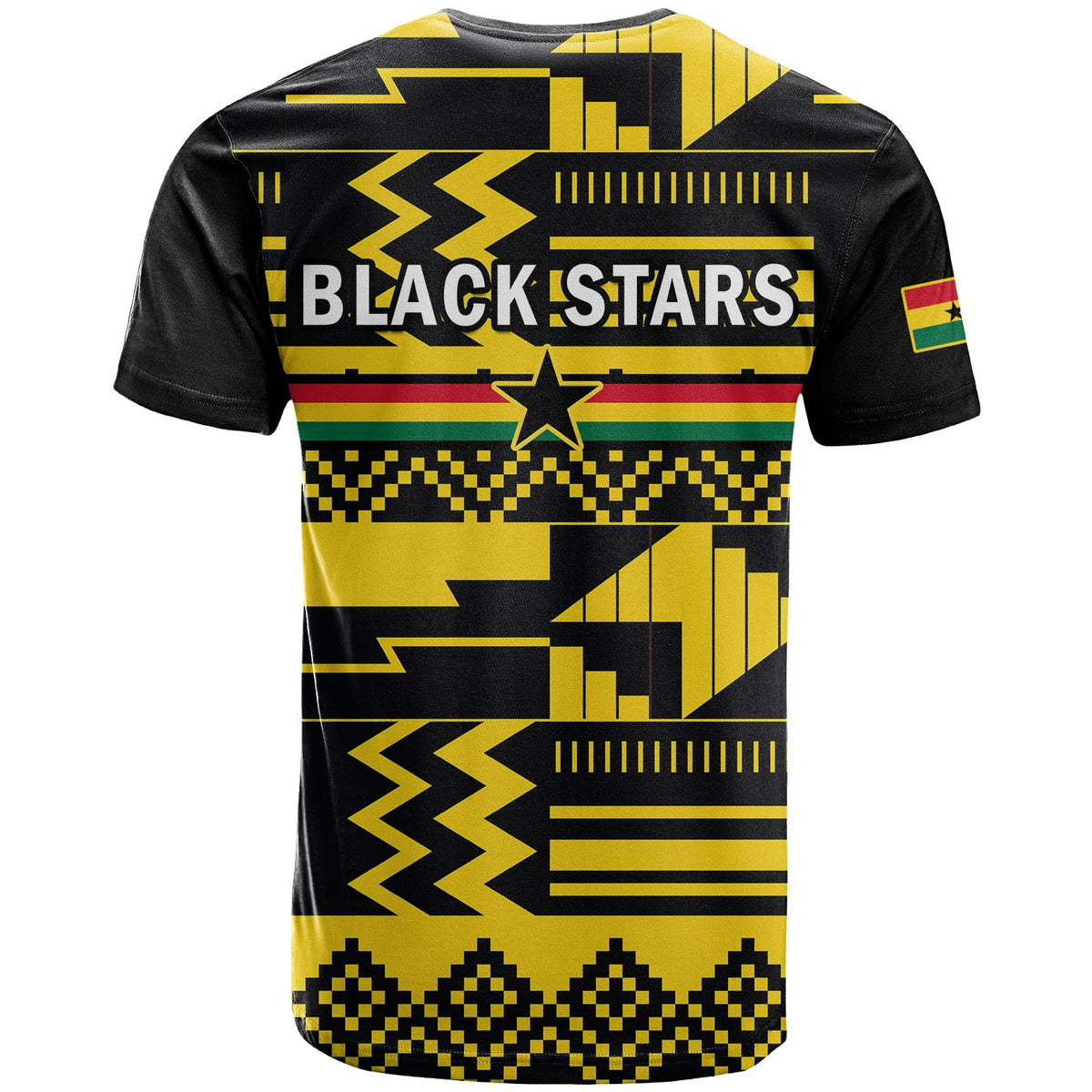 Ghana Football T Shirt Black Stars Kente World Cup 2022 Yellow - Wonder Print Shop