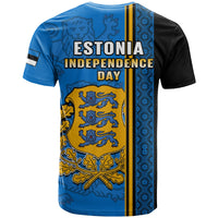 Estonia T Shirt Happy Estonian Independence Day With Coat Of Arms - Wonder Print Shop