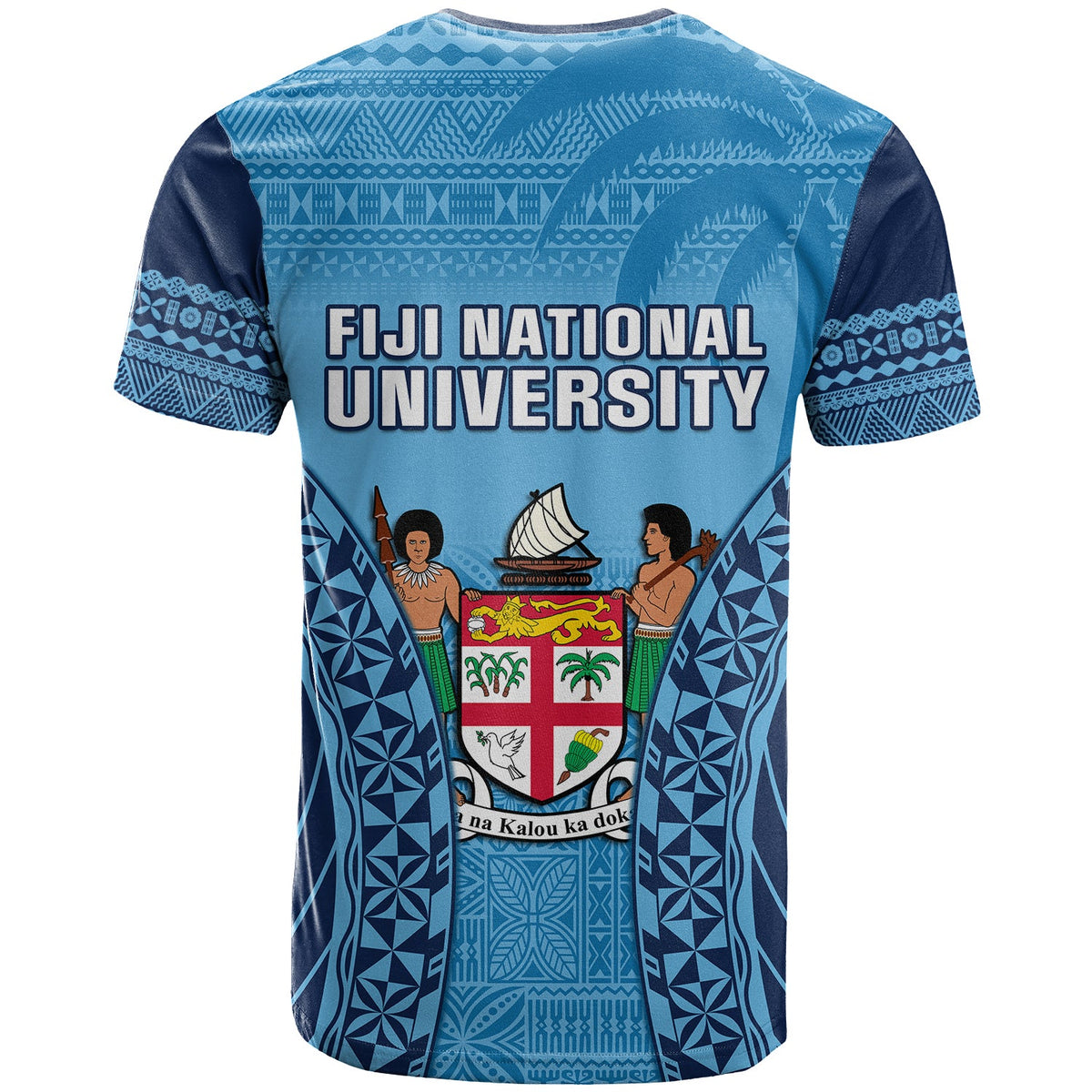 Fiji University T Shirt National Fijian Tapa Pattern Blue - Wonder Print Shop