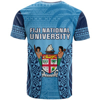 Fiji University T Shirt National Fijian Tapa Pattern Blue - Wonder Print Shop