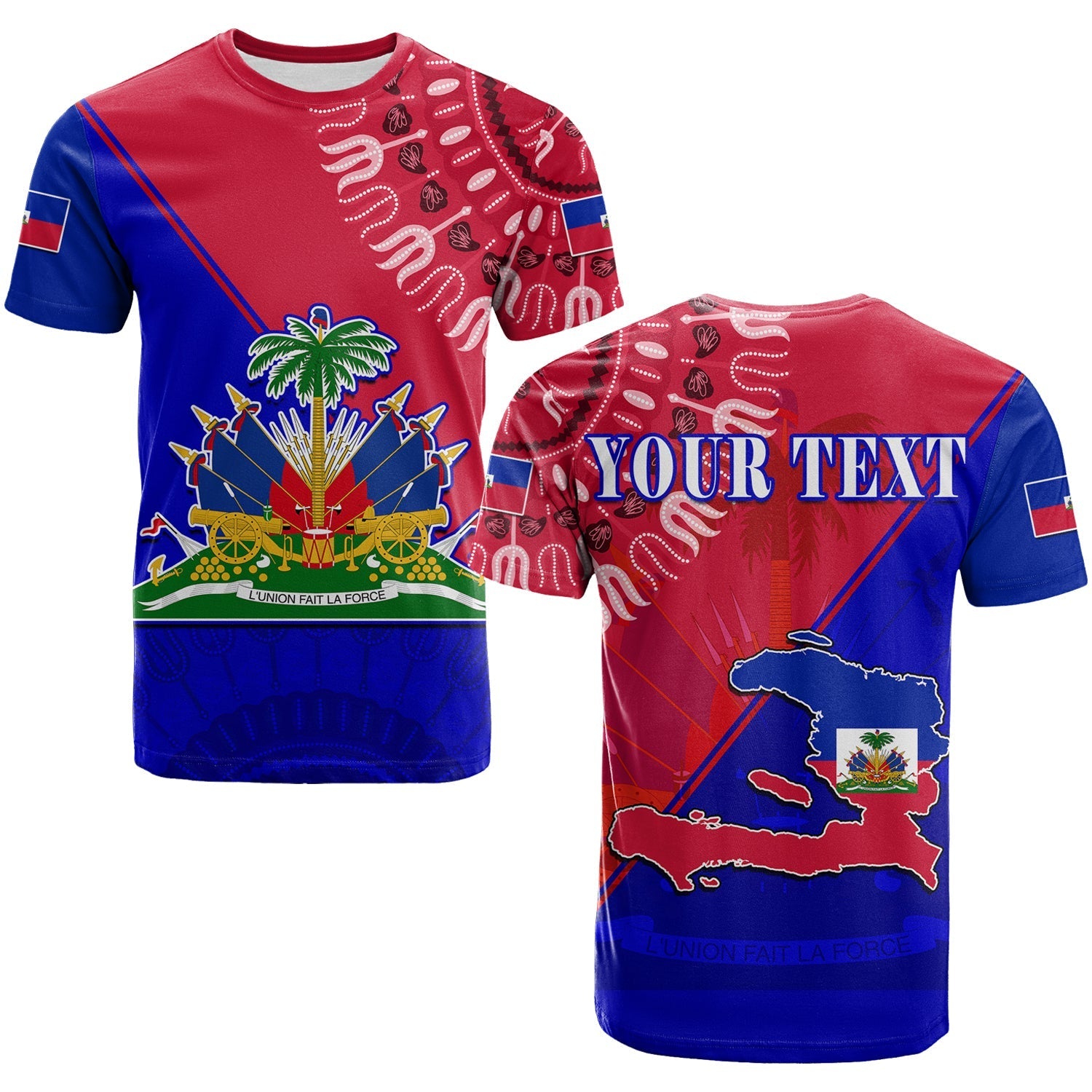 Custom Haiti T Shirt Haiti Flag Dashiki Simple Style - Wonder Print Shop
