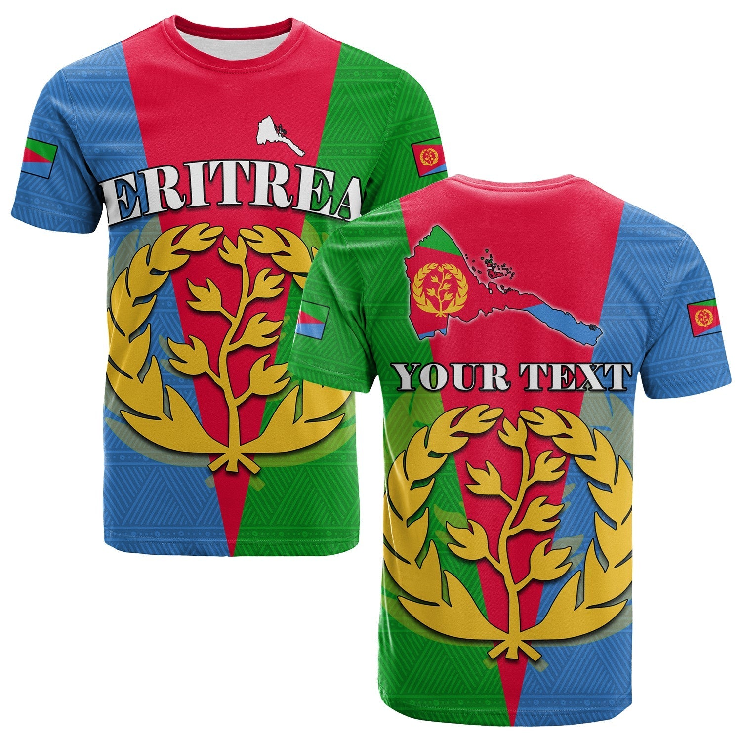 Custom Eritrea T Shirt Eritrean Map Mix African Pattern Simple Style - Wonder Print Shop