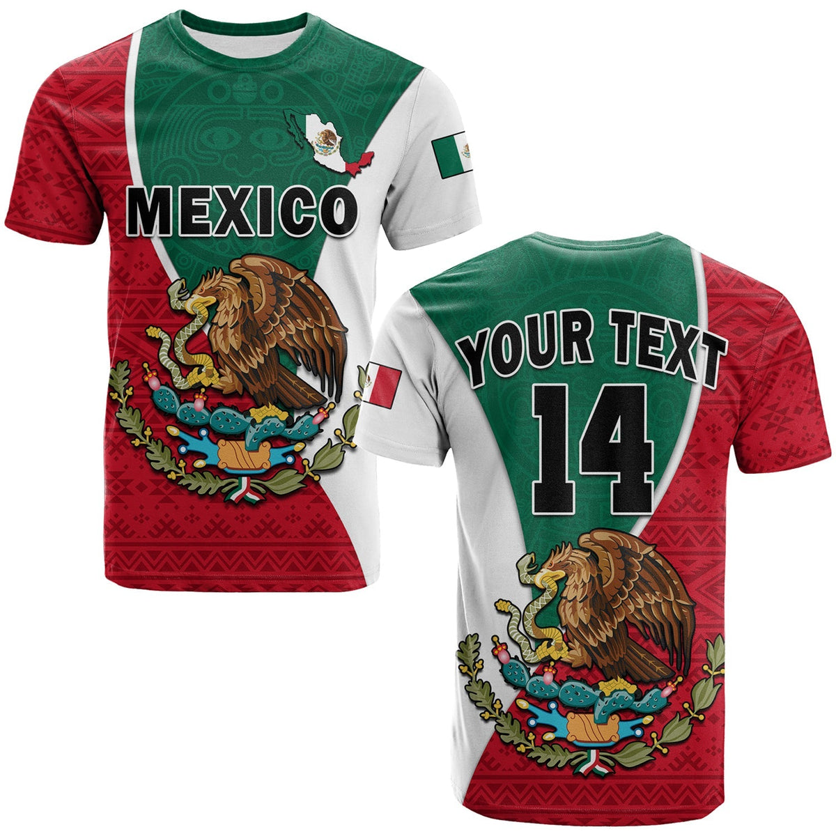 Custom Mexico T Shirt Mexican Aztec Pattern - Wonder Print Shop