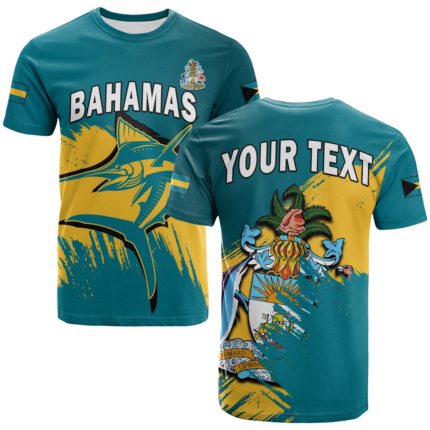 custom-personalised-bahamas-t-shirt-blue-marlin-with-bahamian-coat-of-arms