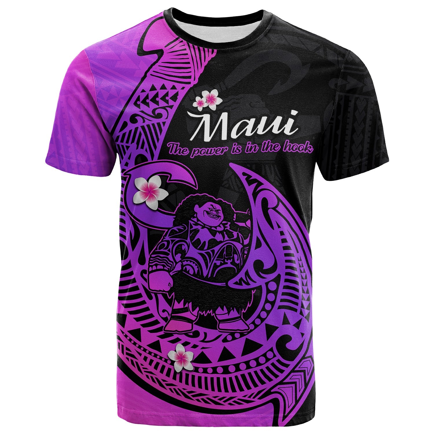 Custom Mauis Fish Hook T Shirt Polynesian Magenta Gradient Version - Wonder Print Shop