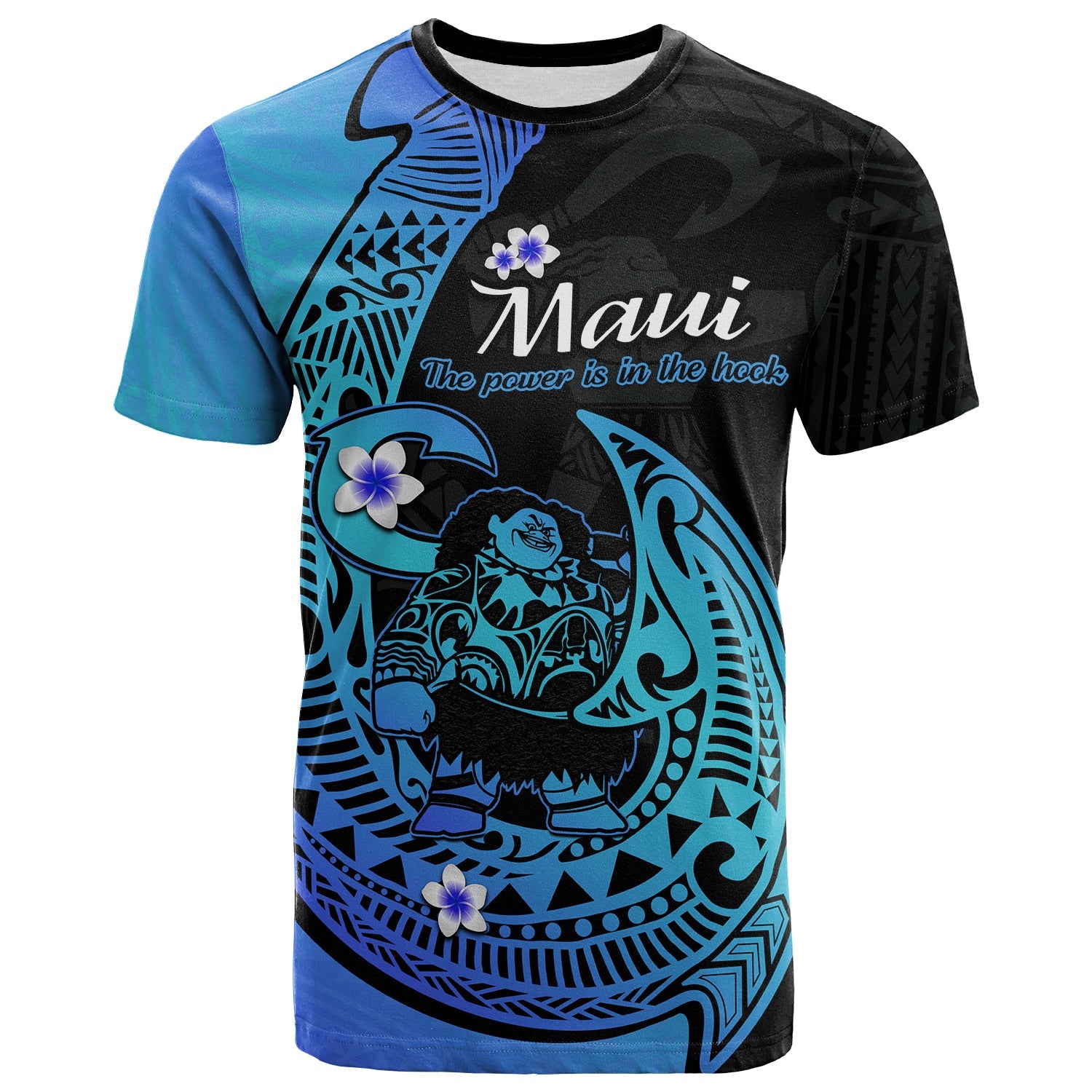 Custom Mauis Fish Hook T Shirt Polynesian Turquoise Gradient Version - Wonder Print Shop