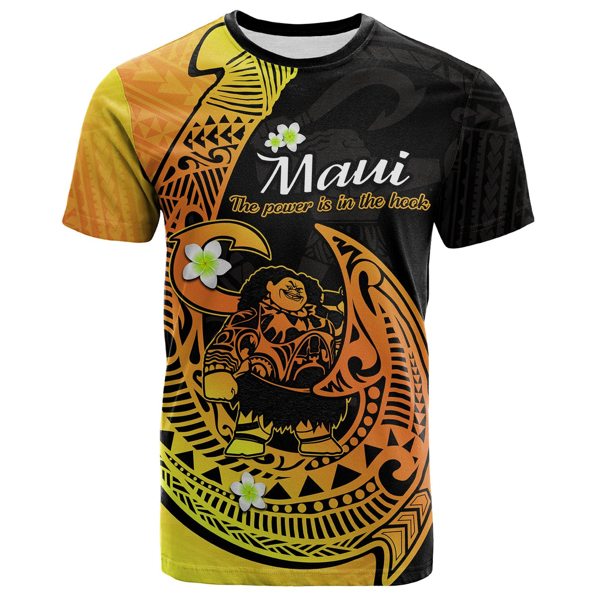Custom Mauis Fish Hook T Shirt Polynesian Gold Gradient Version - Wonder Print Shop