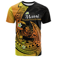 Custom Mauis Fish Hook T Shirt Polynesian Gold Gradient Version - Wonder Print Shop