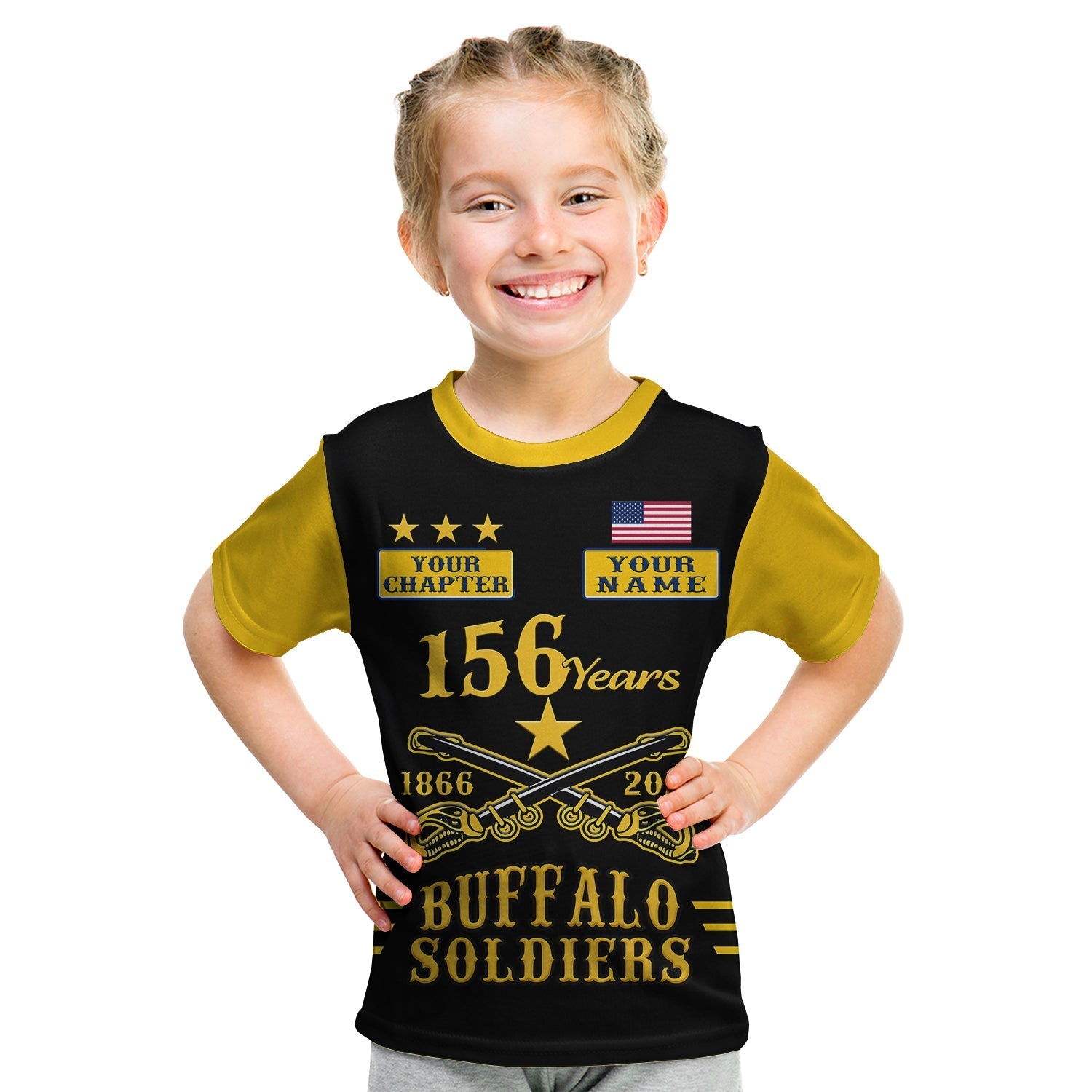 (Custom Text and Chapter) Buffalo Soldiers T Shirt KID Since 1866 BSMC Anniversary LT13 - Wonder Print Shop