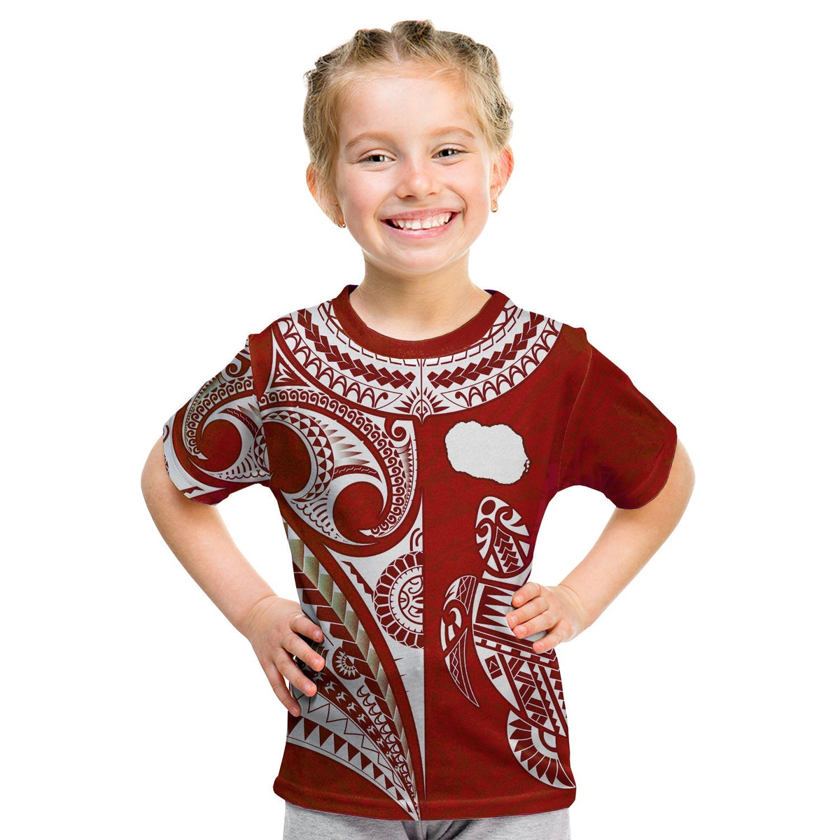 Rarotonga Cook Islands T Shirt Turtle and Map Style Red LT13 - Wonder Print Shop
