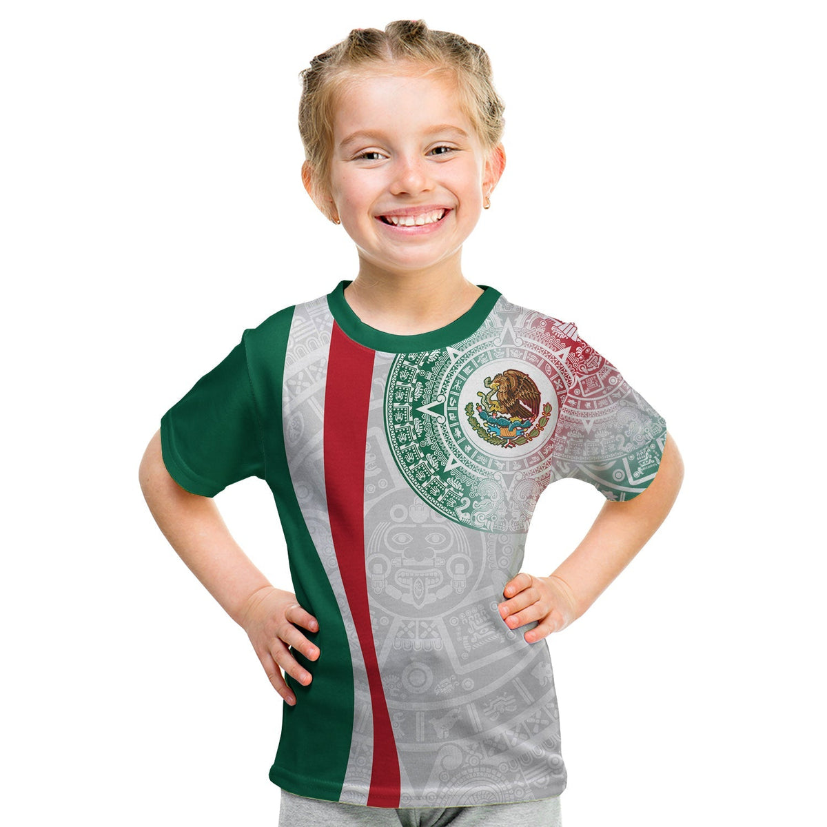 Custom Personalised Mexico T Shirt KID Mexican Eagles Aztec Pattern LT13 - Wonder Print Shop