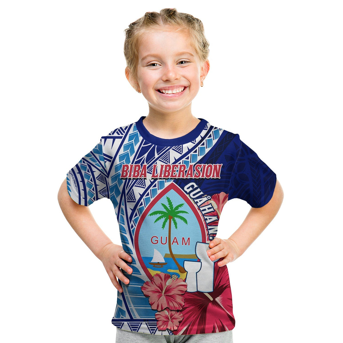 (Custom Personalised) Guam Chamorro T Shirt KID Happy Liberation Day Latte Stone LT13 - Wonder Print Shop