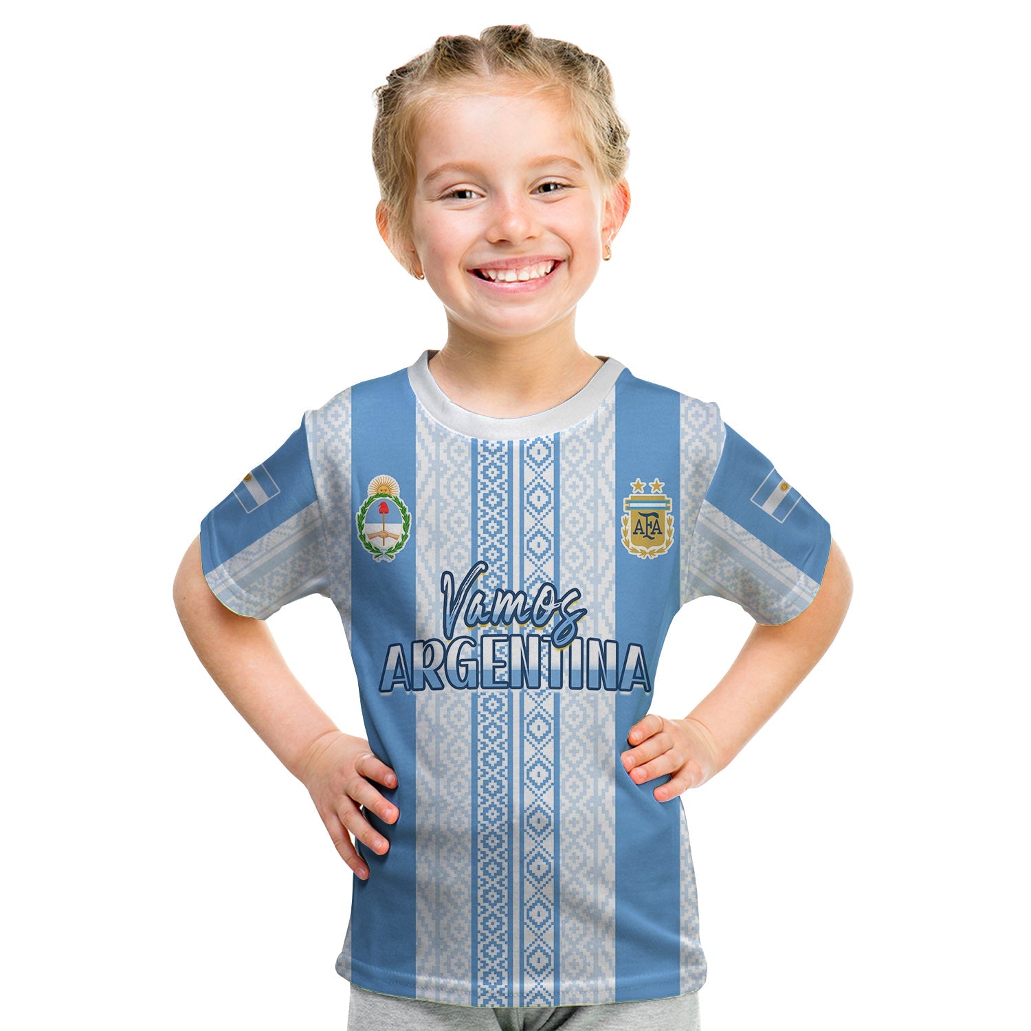 Argentina Football T Shirt KID Champions World Cup Gaucho Vamos LT13 - Wonder Print Shop