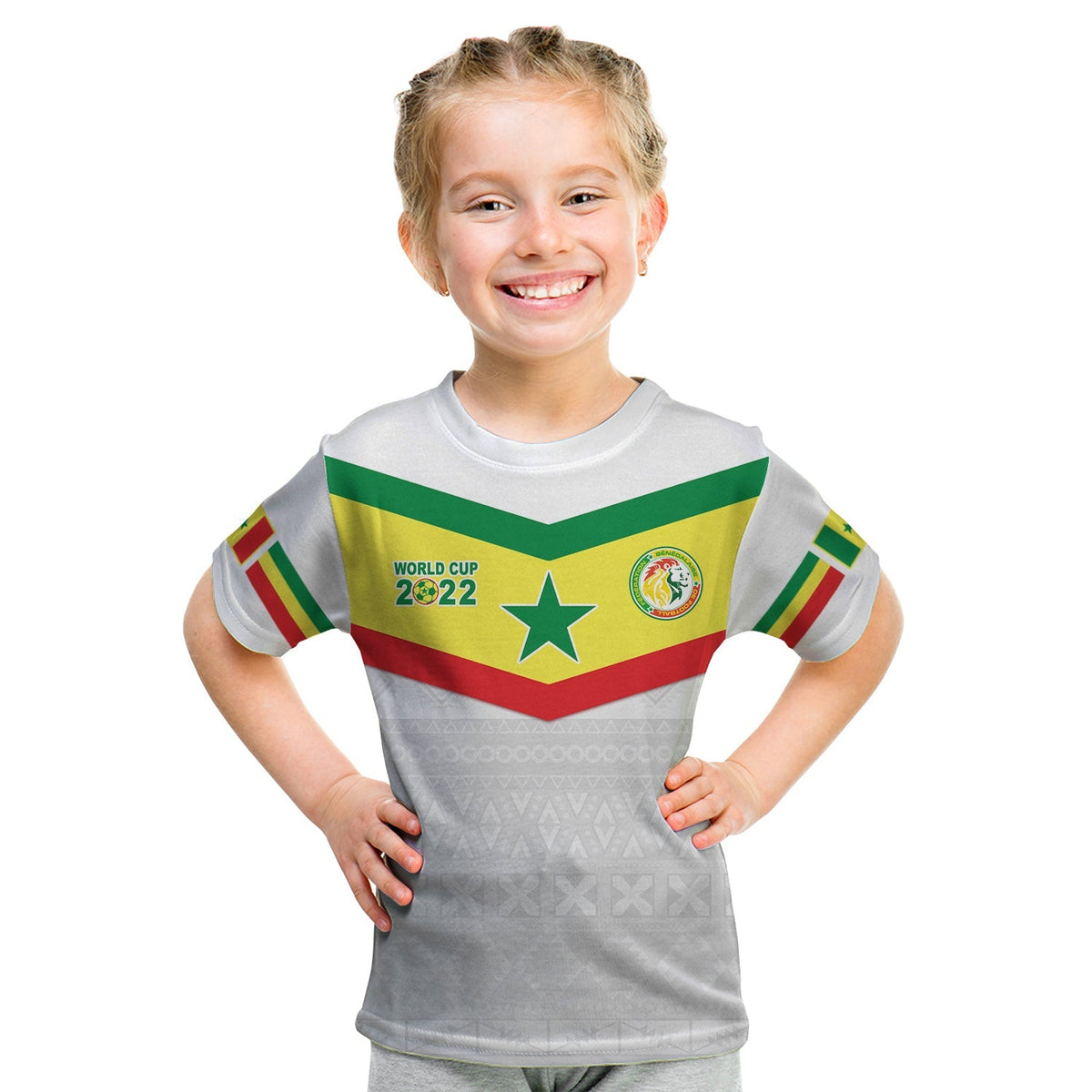 (Custom Text and Number) Senegal Football 2022 T Shirt KID Champion Teranga Lions Mix African Pattern LT13 - Wonder Print Shop