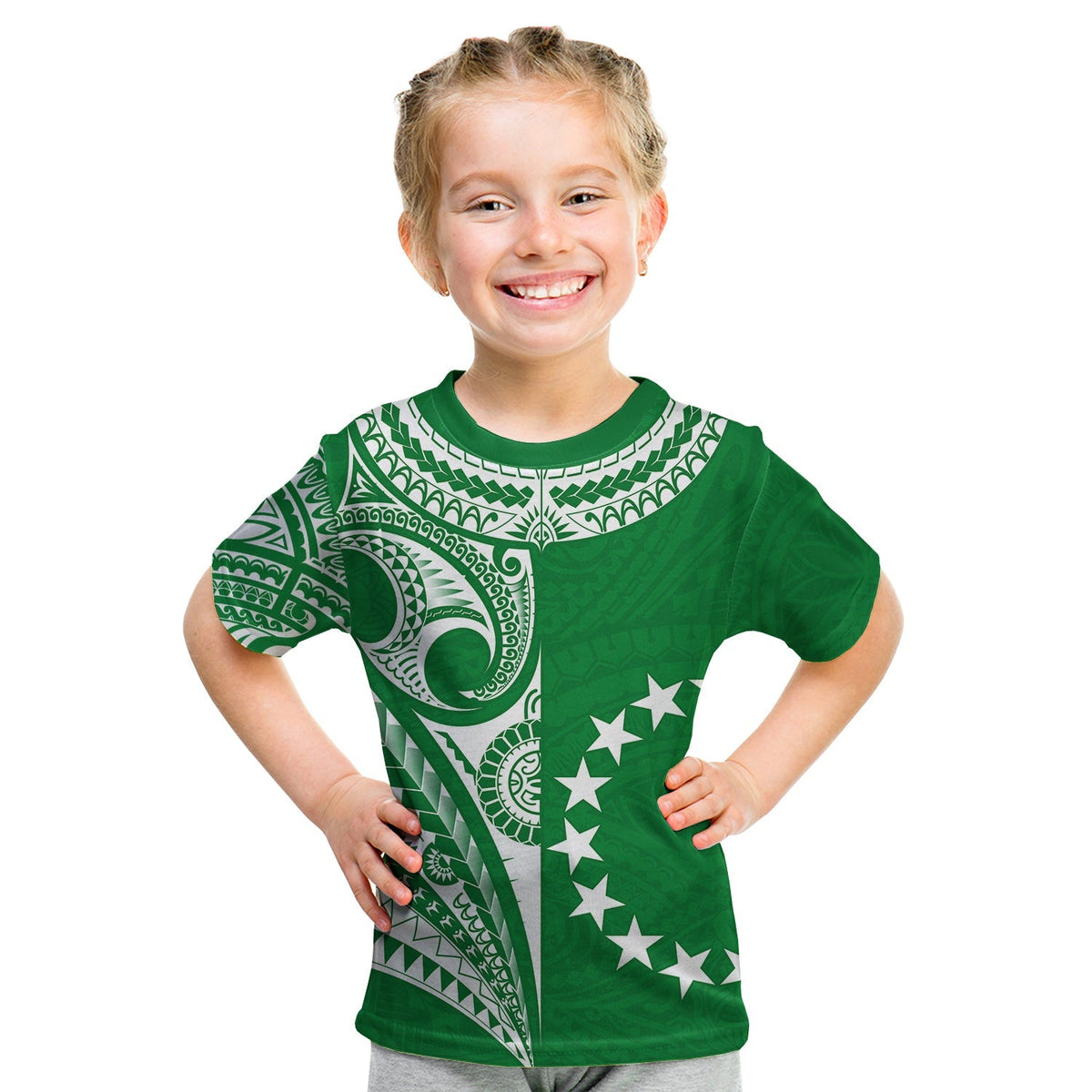 Cook Islands Tatau T Shirt Symbolize Passion Stars Version Green LT13 - Wonder Print Shop