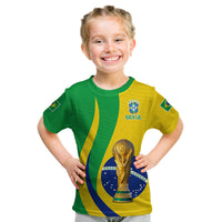 (Custom Text and Number) Brazil Football Champions T Shirt KID Selecao Style Vibe LT13 - Wonder Print Shop