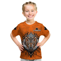 Canada Maple Leaf T Shirt Orange Haida Wolf LT13 - Wonder Print Shop