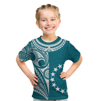 Cook Islands Tatau T Shirt KID Symbolize Passion Stars Version Blue LT13 - Wonder Print Shop