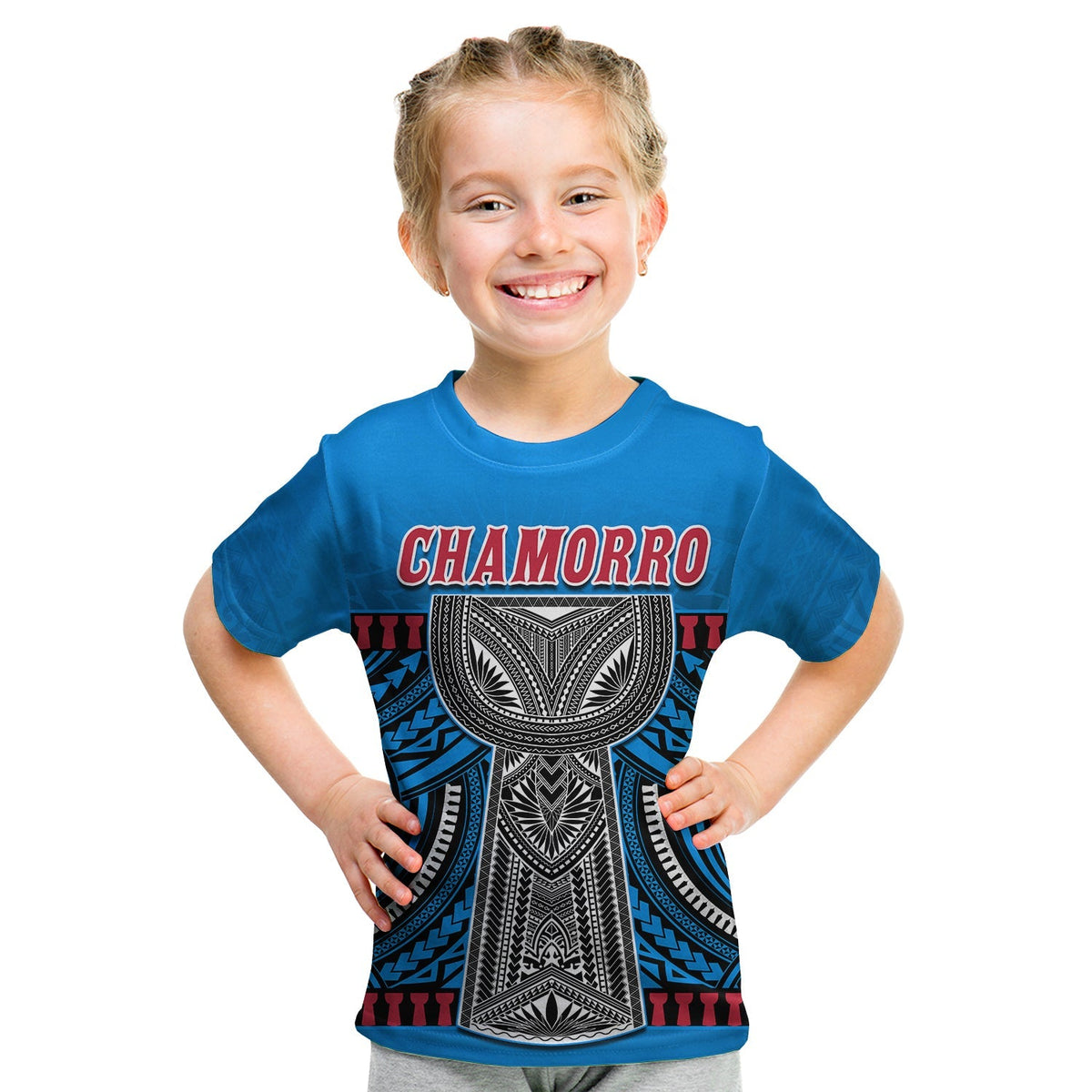 Custom Guam Chamorro T Shirt Latte Stone Blue Polynesian Haligi LT13 - Wonder Print Shop